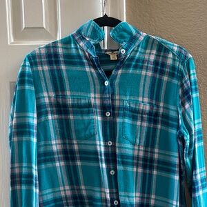 Woolrich Turquoise and Pink Plaid Shirt
